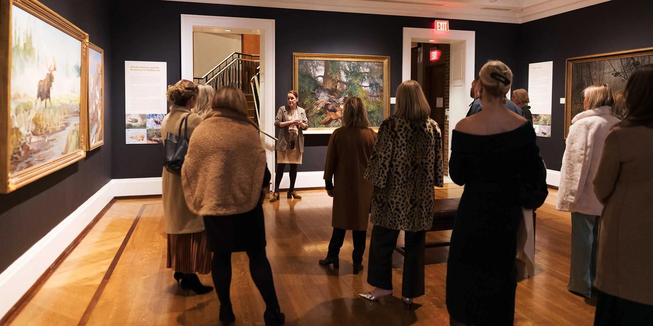 Art gallery showcasing wildlife paintings at the Red Fox Inn & Tavern.